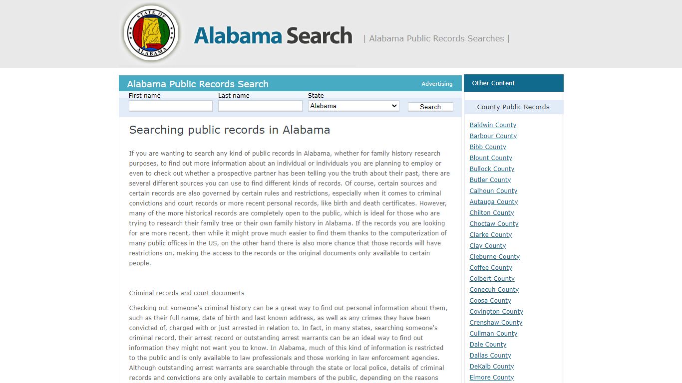 Searching public records in Alabama | Alabama - AL Search